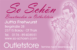 Ihre Hochzeitsfeier mit Brautmoden von So Schön, Ihr Outletstore in Ostholstein