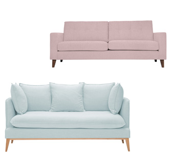 Von Pantone ausgewählt: Farbe des Jahres 2016: Rose Quarz und Serenitiy im Innenraum, hier 2-Sitzer Sofas von fashionforhome.de Von Pantone ausgewählt: Farbe des Jahres 2016: Rose Quarz und Serenitiy in 2-Sitzer Sofas von fashionforhome.de