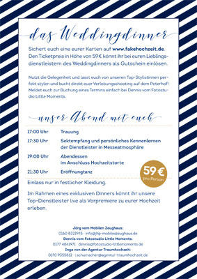 Weddingdinner für Brautpaare - Programm